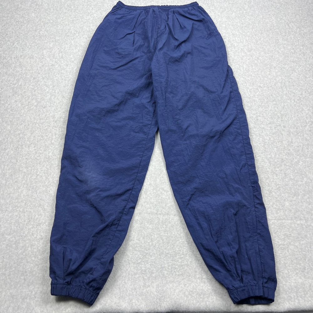 VTG Nike Track Pants Men's XL Blue Ankle Zip Swoosh Logo Stretch Joggers